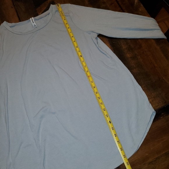 Zenana Premium Light Blue Long Sleeve Tee - Lace Button Detail On Sleeves -XL - Picture 5 of 8
